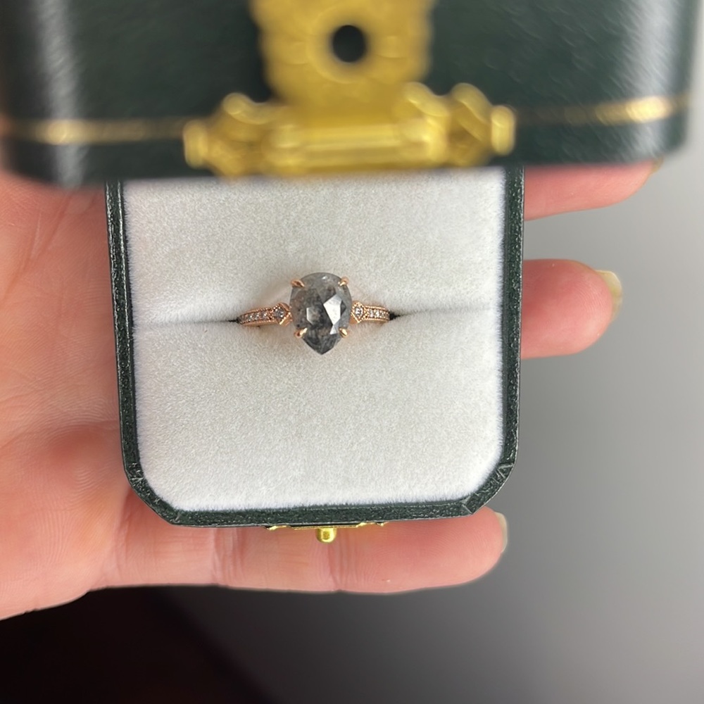 2.01 Carat Salt and Pepper Natural Diamond Ring